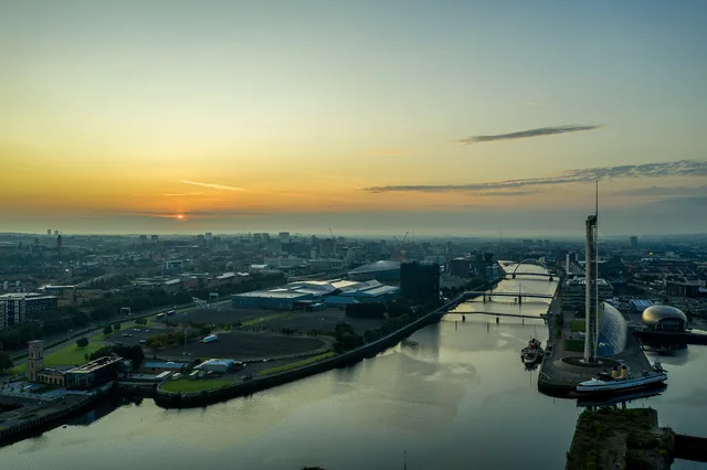River Clyde, SSE Hydro and Science Centre #glasgow #river #riverclyde #clyde #hydro #dawn #drone #dji #djimavic2 #djimavic2pro #droneoftheday #scotland_by_drone. Glasgow Gaelic promotion compared with Urdu and Polish social media